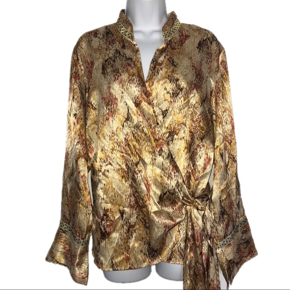 Lane Bryant Satin Mandarin Collar Wrap Top 18 20